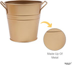 Hosley Set of 3 Gold Metal Bucket/Pots with PVC Liner, Ideal Gift for Floral Arrangements Wedding Home Office Party DIY Indoor Outdoor Garden Patio 5" Dia x 5" H