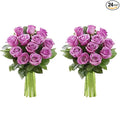 KaBloom - 24 Stems of Purple Roses (Cut-to-Order, and Homegrown in the USA) - Fresh Flowers for Birthday, Valentine's & Mother's Day
