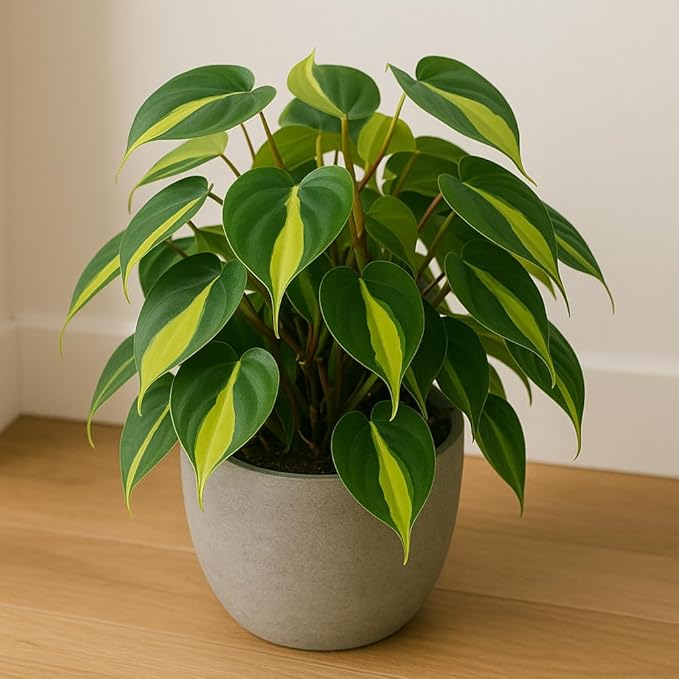 Lemon Jade Brasil Philodendron – Live Starter Plant in 2 Inch Pot - Striking Variegated Foliage with Bold Yellow-Green Centers