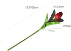 Mandy's Burgundy Artificial Tulips Flowers Centerpiece, 13.5" Lifelike PU Fake Floral Stems 20pcs for Kitchen Island & Dining Table, Spring Decor for Easter