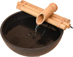 Bamboo Accents 12" Three-Arm Zen Bamboo Fountain Kit – Split-Resistant Bamboo Spout with Quiet Pump for Indoor & Outdoor Containers (Bowl Not Included)