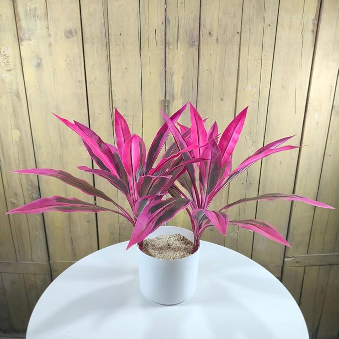 2 Pcs Artificial Cordyline Fruticosa Logs Tropcial Plant 21.6in Fake Dracaena Tree for Indoor Outdoor Office Home Living Room Patio Greenery Porch Decor (Red)