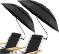 2 Pack 48.6" Double Canopy Umbrella with Clamp, UPF50+ Beach Chair Umbrella with Clip, 360°Adjustable Portable Outdoor Wheelchair, Patio, Golf Carts,Camping（Black）