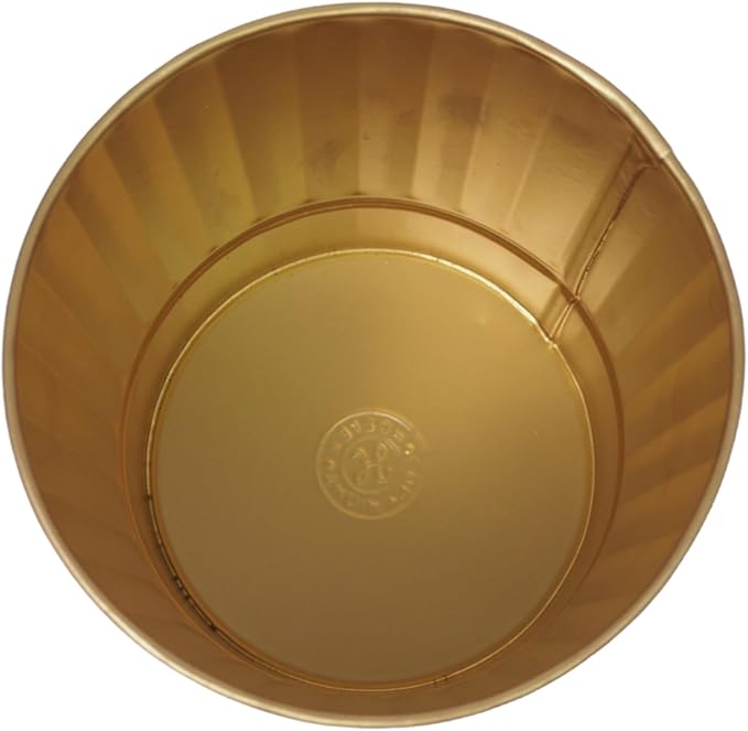 Hosley Metal Planters Pack of 2, Ideal Farmhouse Decor for Floral Arrangements Weddings, Gift Special Events Parties Outdoor Planters Gold 5" Dia x 4.8" H