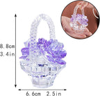 H&D HYALINE & DORA Crystal Flower Basket Figurine Collectable Ornaments Home Decor Tabletop Centerpiece Gift for Lady,Purple Color