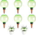 6 Pack Self Watering Globes 17oz Large Plant Watering Globes Top Fill, Self Water Planter Insert Indoor/Outdoor Plastic Water Bulbs Slow Release Terracotta for Plants, Green