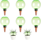 6 Pack Self Watering Globes 17oz Large Plant Watering Globes Top Fill, Self Water Planter Insert Indoor/Outdoor Plastic Water Bulbs Slow Release Terracotta for Plants, Green