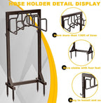 Skycarper Garden Hose Reel Holder Detachable Metal Water Hose Hanger Organizer Heavy Duty Free Standing Hose Stand,Bronze