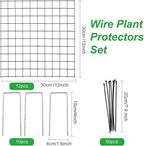 Garden Plant Protector Mesh, 12x12 Inch Metal Wire Cage with Nylon Ties & U-Shaped Stakes, Animal Protection for Vegetable, Plant and Shrub Seedlings