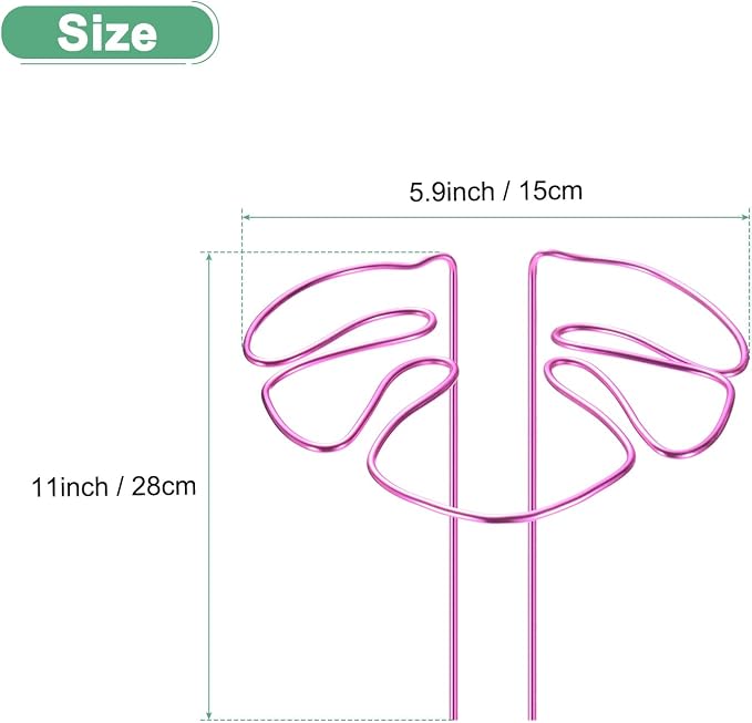 M METERXITY 1-Pack Monstera Plant Support, 11x5.9 Inch Reusable Sturdy Alloy Plant Support Stakes Unique Design for Potted Plants Flowers/Vegetables/Indoor Outdoor Climbing Plants [Pink]