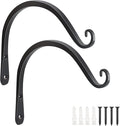 FEED GARDEN Heavy Duty Plant Hooks - 2 Pack 8 Inch Wall Mounted Hanging Brackets, 44lb Capacity Steel Plant Hangers for Bird Feeders, Baskets, Wind Chimes - Black