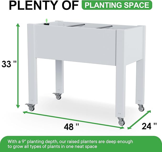 Durable Resin Raised Garden Bed with Drainage Holes & Reinforced Corners - Lightweight Flower Boxes Outdoor for Vegetables, Herbs, and Patio Garden Enclosure System (Ashen, 30.04 * 17.72 * 28.9)