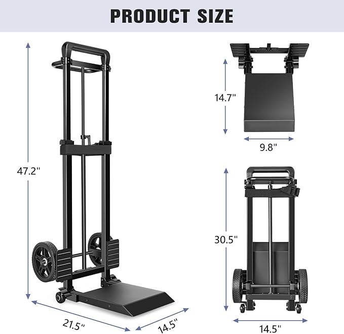 KEDSUM 55 Gallon Drum Dolly, Plant Dolly with Wheels, Heavy Duty Oil Drum Trolley with Adjustable Eagle Beak Fixation & Strap, Ideal for Oil Barrel & Plant Pots Use, Height 47.2 inch, Easy to Fold