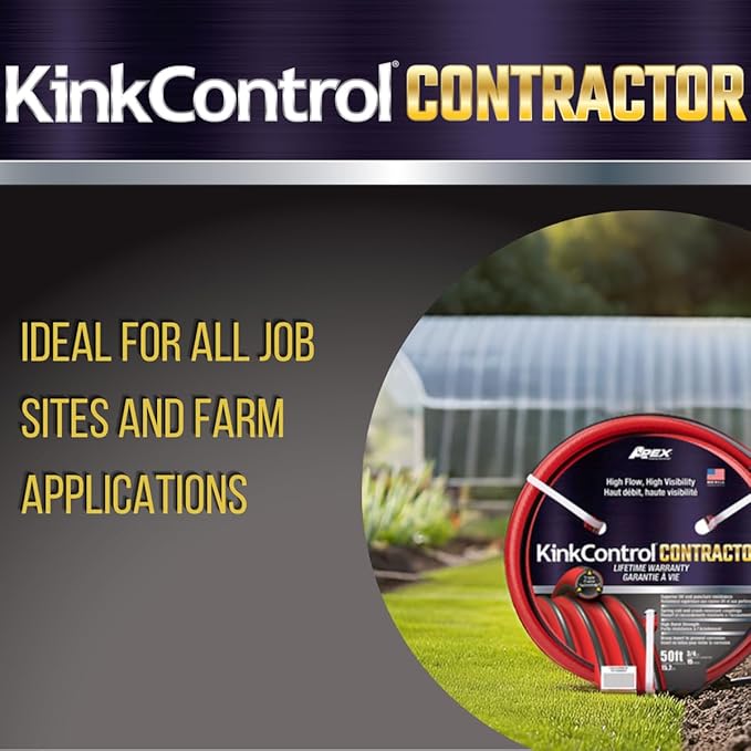 Kink Control Contractor Grade Hose with High Burst Strength, Spring Coil and Crush Resistant Couplings, Made in the USA 3/4 x 50 ft