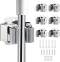JAMEND CLXP 6PCS Broom and Mop Holder, Heavy Duty Garden Tool Organizer Rack Rake and Shovel Handle, Stainless Steel Mop Hanger. Wall Mounted Utility Rack with Screws, Silver.