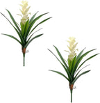 2Pcs Artificial Bromeliad Plants, 18" Fake Hawaiian Ginger Flower,Large Real Touch Faux Tropical Flowers, Lifelike Exotic House Plants for Home Office Indoor Decoration (White)