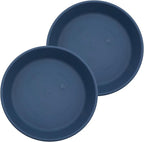 The HC Companies 17.5 Inch Classic Round Plant Saucer, Lightweight UV-Resistant Plastic Outdoor & Indoor Flower Pot Tray, 2-Pack Plant Pot Trays for Garden & Home Decor, Slate Blue