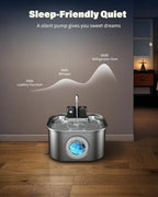 Lawfery Wireless Cat Water Fountain Stainless Steel 3.2L/108oz, Battery Operated Pet Fountain with 3 Modes, Cordless Pet Water Dispenser for Cats and Dogs