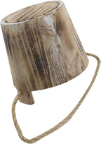 MY MIRONEY 20 OZ Plant Pots, Vintage Wooden Barrel Planter - Solid Rustic Garden Flower Pot with Metal Handles & Frame for Indoor Planter, Office Home Decor, Garden Home Plants, 5.12" x 3.82"
