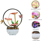 11'' H Pink Indoor Desktop Tableop Fountain Decoration, Small Fountain with LED Lights for Meditation and Zen Water Scenery, Spring Day Decor