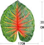 Artificial Caladium Plant with Red and Green Leaves, Red Leaf Artificial Plants Decoration Simulated Bonsai Potted Decor Home Room Party Wedding Office Floor(RedGreen(No Flowerpot), 60cm)
