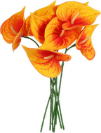 uxcell 8Pcs 11inch Artificial Anthurium Lily Flowers, Permanent Flower Bouquet for Home Arrangements Wedding Festival Decoration Crafts Store Decor Accessories, Orange