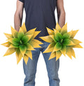 2 Pack 16 Inch Artificial Agave Plant - Large Faux Succulent Steams for Indoor Outdoor Decorating, UV Resistant Realistic Tropical Greenery for Garden Front Porch Aesthetic Decor - 18 Leaves, Yellow