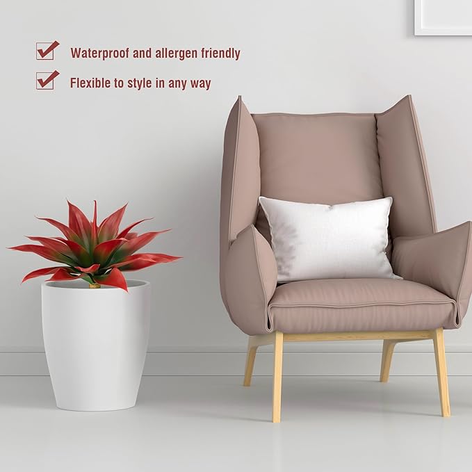Ttranewsoo Artificial Agave Plants,Large UV Resistant Fake Agave Planters for Indoor and Outdoor Decorating Tropical Plant Succulents Greenery Indoor Decor (2Pack,18" Red)