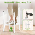 iDavosic.ly Adjustable Plant Pot Stand Indoor Outdoor, Metal Short Single Flower Holder Fits 8 to 12 Inch Large Heavy Duty Planter (Not Included) | White