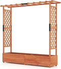 BECOMFORT Raised Garden Bed with Trellis & Hanging Roof, 72" Tall Fir Wood Planter Box with Drainage Holes, Outdoor Elevated Garden Planter for Climbing Vines (Orange, 77" Lx17 Wx72 H)