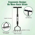 Lawn Aerator Tool with 15 Thicker Spikes, Manual Grass Aerator for Yard Care, Includes 3 Spare Spikes, Weldless U-Shaped Handle, 36 Inch(Black)