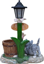 Animal Outdoor Statue Planter Solar Light Welcome Garden Sculpture Resin Flower Pot Decorative Porch Patio Yard Lawn Entryway Figurine with LED Lamp Rustic Plant Holder Ornament Courtyard (F)