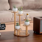 5 Tiered Desk Plant Stand Round Bamboo Plant Shelf Tabletop Succulent Herb Stand Desktop Plant Stand Indoor Plant Rack for in Living Room Office Decoration - Large