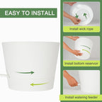 SwinDuck 12inch Large Self Watering Plant Pot, Plastic Cylinder Planter with 60Oz Deep Reservoir and Saucer for Indoor Outdoor Plants Flowers Houseplants, White