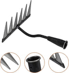 Veemoon Heavy Duty Steel Garden Rake with 6-Tine Sharp Dethatcher for Soil Loosening and Lawn Leveling, Small Hand Tool for Gardening and Landscape Maintenance