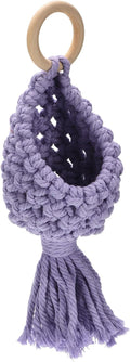 PATIKIL Macrame Hanging Planter, 10" Oval Home Air Plant Holder Decorative Flower Pot Basket for Indoor Garden, Purple