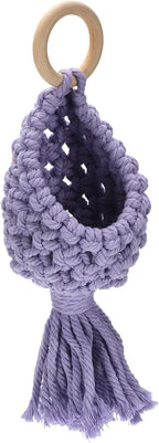PATIKIL Macrame Hanging Planter, 10" Oval Home Air Plant Holder Decorative Flower Pot Basket for Indoor Garden, Purple