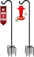 Gtongoko 92 Inch 2 Pack Bird Feeder Poles for Outdoors Heavy Duty, Shepherds Hooks for Outdoor, Hummingbird Feeder Stand, Adjustable Hanger for Plant, Lights, Lanterns Wedding Decor with 7 Prongs Base