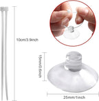 FEBSNOW Aquarium Suction Cups, Fish Tank Suction Cups Aquarium Suction Cup Clip Suction Hooks with 30 PCS Adjustable Cable Ties for Plants, Planter, Binding Moss Shrimp Nest (10)