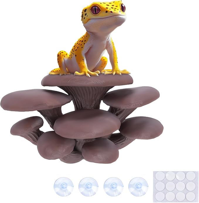 Westant Mushroom Decor for Reptile Tank, Fish Tank, Pet-Safe Bearded Dragon Tank Accessories, Realistic Terrarium Plants for Leopard Geckos, Crested Geckos, Tree Frogs, Snakes (Cocoa, Cluster Cap)