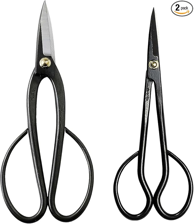 Wazakura Bonsai Pruning Scissors Tool Set - Japanese Trimming Shears Starter Kit - Ashinaga Bonsai Scissors & Satsuki Trimming Scissors