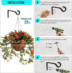 QIEGL Hanging Plant Bracket 6inch Metal Plant Hook Shepherds Hook Decorative Wall Plant Hanger for Hanging Lanterns, Bird Feeder, Flower Basket, Home Decor Indoor & Outdoor 2 Pack (Black)