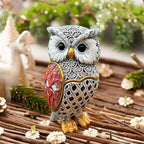 Solar Garden Decor Owl Statues Figurine,Solar Hollow Out Waterproof Lantern for Patio Balcony Yard Lawn,Home Decor,Mother's Day Birthdays Gifts for Mom Grandma Women-3.35" (W) x 5.9" (H)