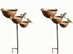 Metal Rainwater Collector Garden Stake, 3 Tier Cascading Bird Bath | 2026 New Outdoor Garden Decorative Flower Bed Rainwater Collector and Bee Watering Station 25inches 2pcs