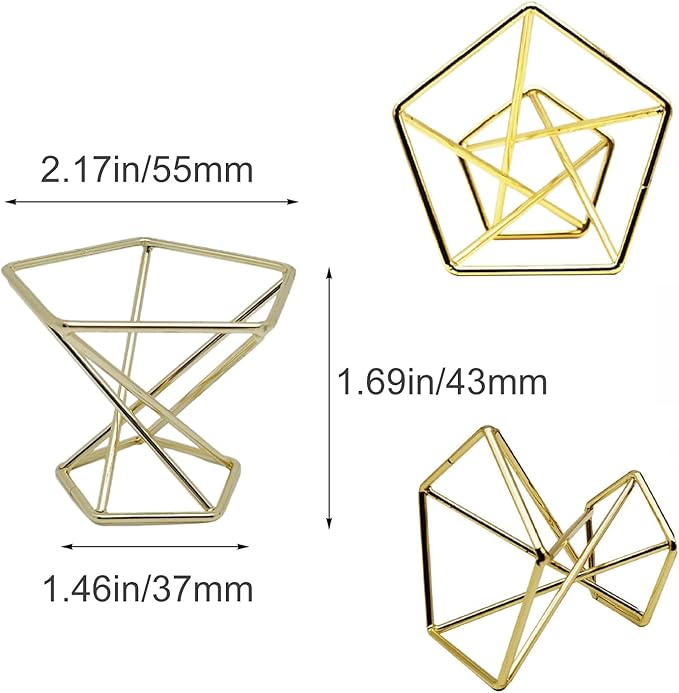 20 PCS Air Plants Holders Unique Geometric Metal Plant Stands Airplants Container Live Air Fern Display Racks Small Decor Items for Shelf (Gold)