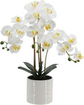 Artificial Orchid Flowers Fake Phalaenopsis Plant in Pot, 23" Tall Faux Orchids for Home Decor Indoor, Lifelike Silk Flowers for Centerpieces Office Arrangement-White