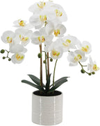 Artificial Orchid Flowers Fake Phalaenopsis Plant in Pot, 23" Tall Faux Orchids for Home Decor Indoor, Lifelike Silk Flowers for Centerpieces Office Arrangement-White