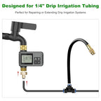 1/4 Inch Brass Drip Irrigation Connector, Barbed Brass Fitting for 1/4" Tubing, Leak-Resistant Adapter for Garden & Drip Irrigation Systems, 2 Pack