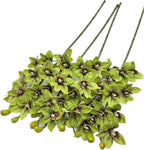4pcs Green Cymbidium Orchid Flower 10 Heads Artificial Fake Latex Phalaenopsis Flowers for Wedding Centerpieces Home Hotel Floral Arrangment Decor (Green)