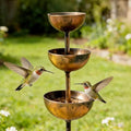 Rain Catcher - Plant Support, Rust Patina Metal Rain Catcher Garden Stake with Water Bowl, Decorative Outdoor Yard Accent & Memorial Day Backyard Decor (1pcs)